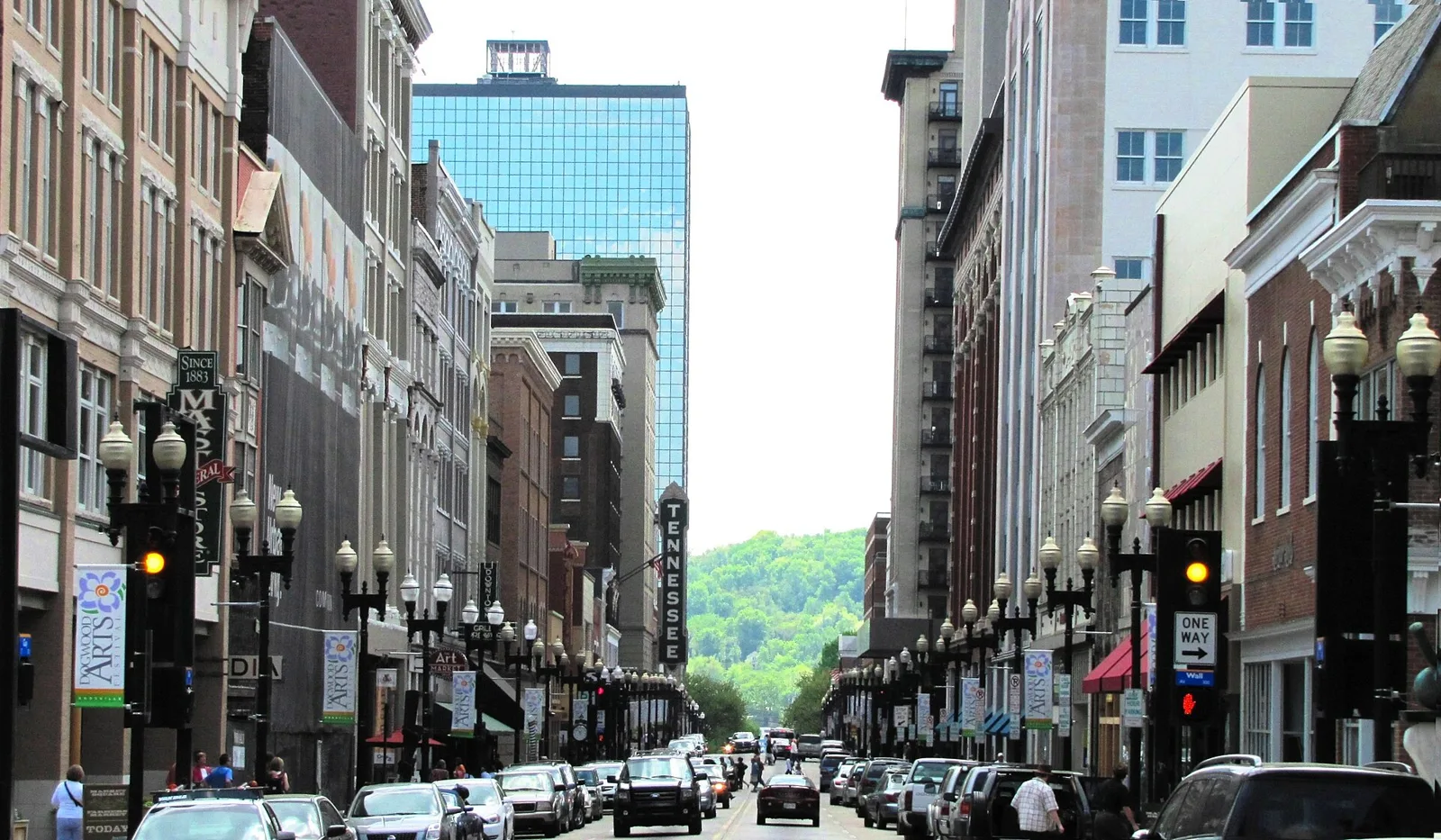 Looking south down Gay Street in downtown Knoxville, the route of the WIVK Christmas Parade.