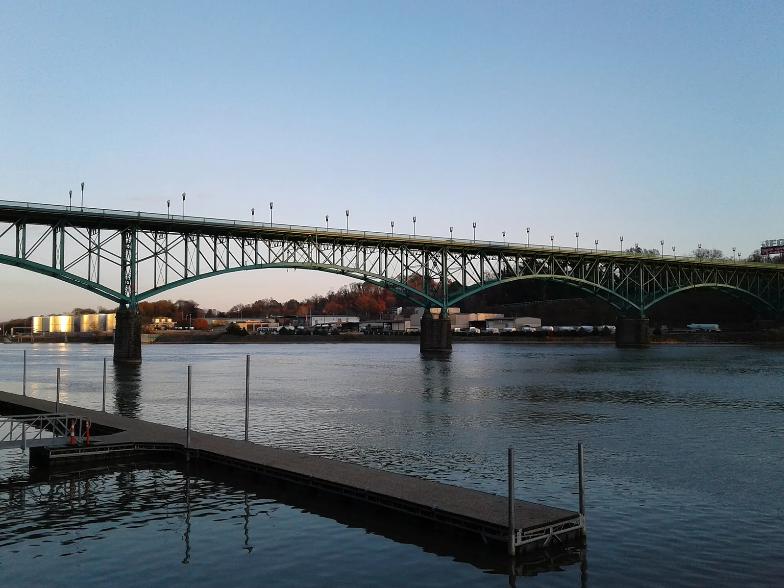 The Gay Street Bridge over the Tennessee River, seen from the docks at Volunteer Landing near Calhoun's on the River.