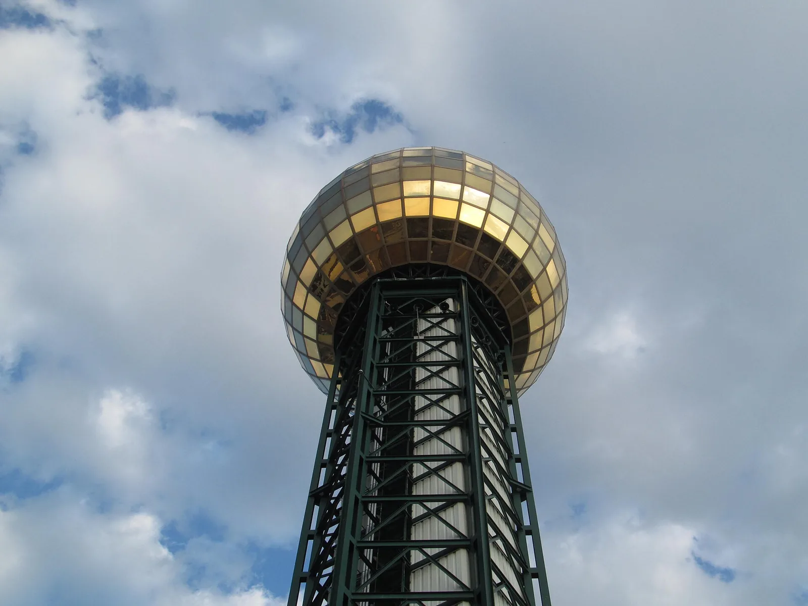The gold-glass Sunsphere in World's Fair Park, where Knoxville counts down to midnight on New Year's Eve.