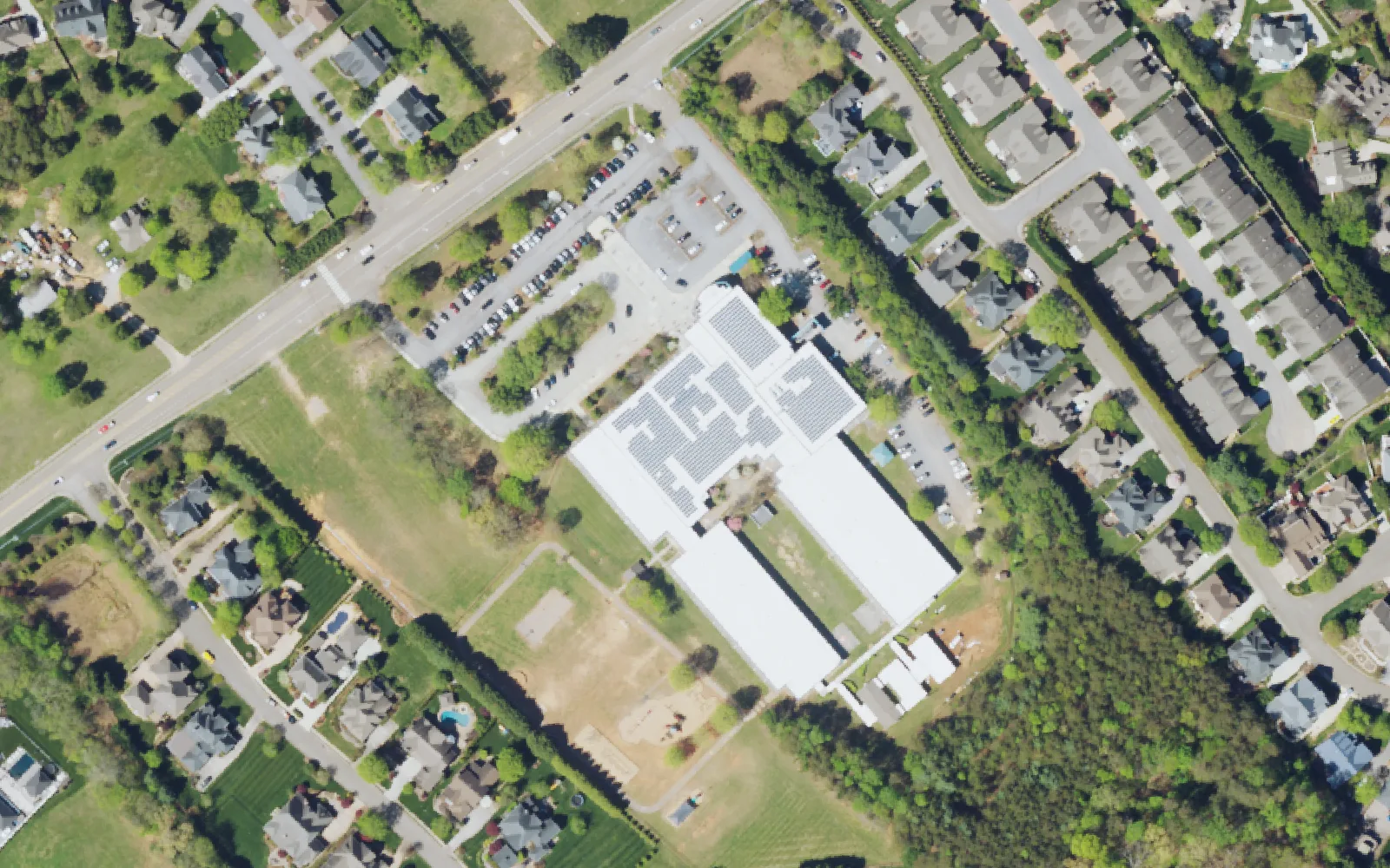 Aerial view of the area around A.L. Lotts Elementary School on Westland Drive, Knoxville, from the 2023 National Agriculture Imagery Program survey