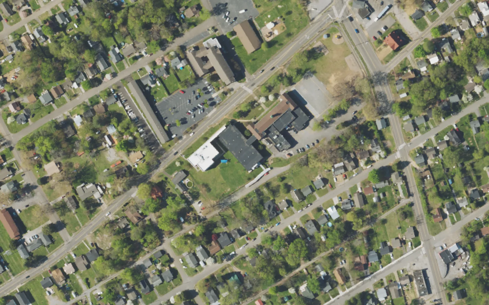 Aerial view of the area around Belle Morris Elementary School on Washington Pike, Knoxville, from the 2023 National Agriculture Imagery Program survey
