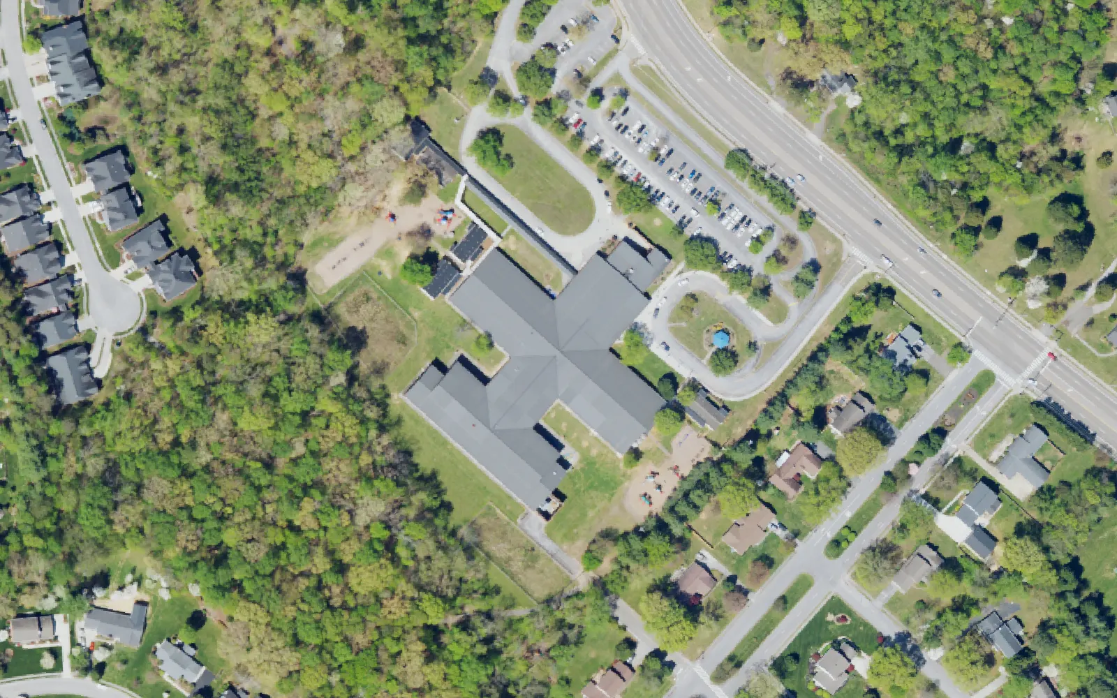 Aerial view of the area around Farragut Primary School on North Campbell Station Road, Farragut, from the 2023 National Agriculture Imagery Program survey