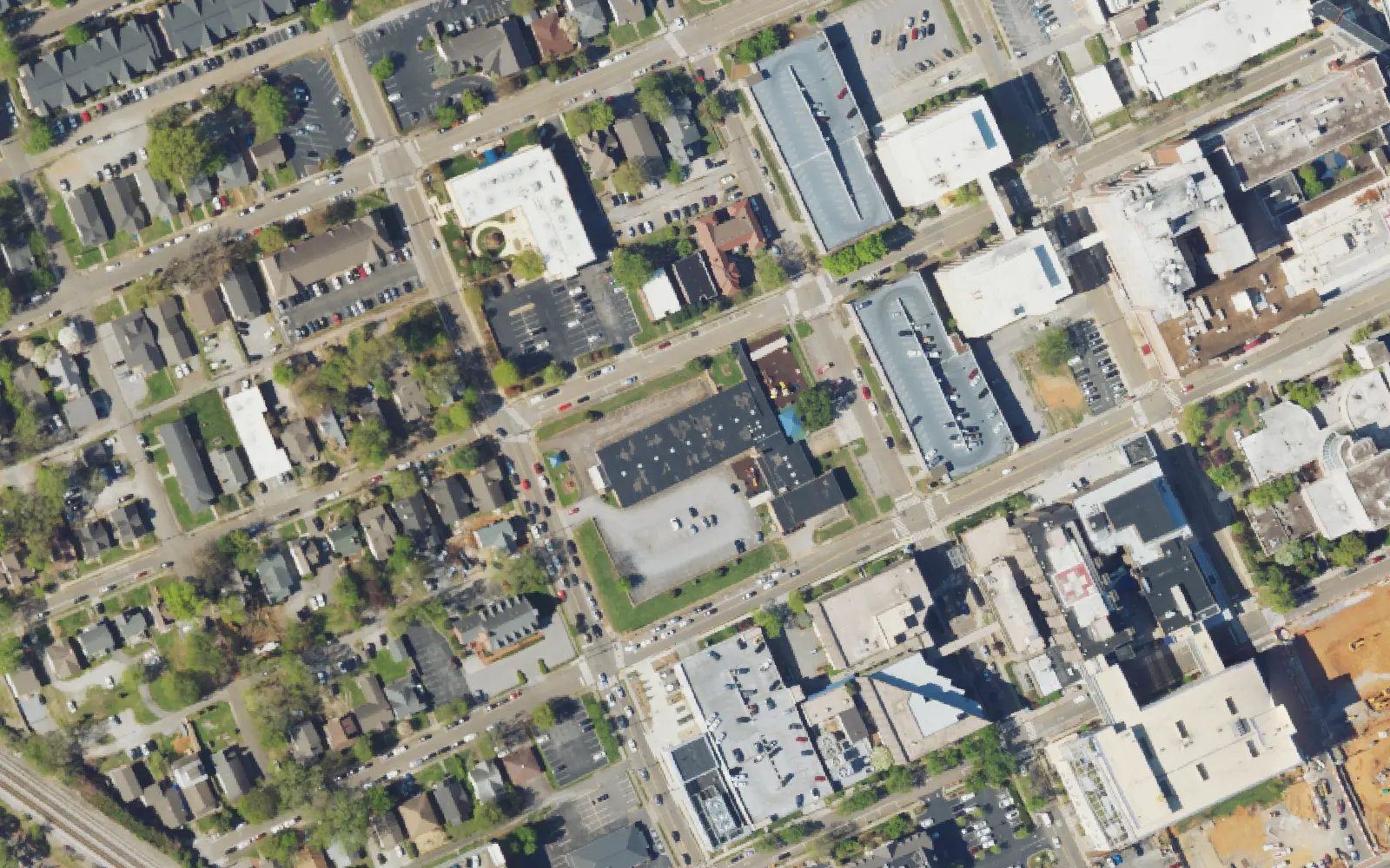 Aerial view of the area around Fort Sanders Educational Development Center on S. 21st Street, Knoxville, from the 2023 National Agriculture Imagery Program survey