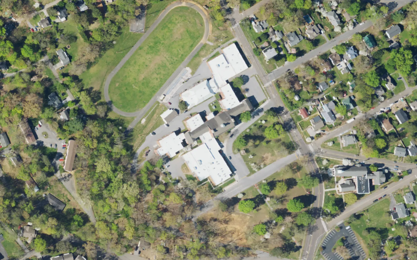 Aerial view of the area around Gresham Middle School on Gresham Road, Knoxville, from the 2023 National Agriculture Imagery Program survey