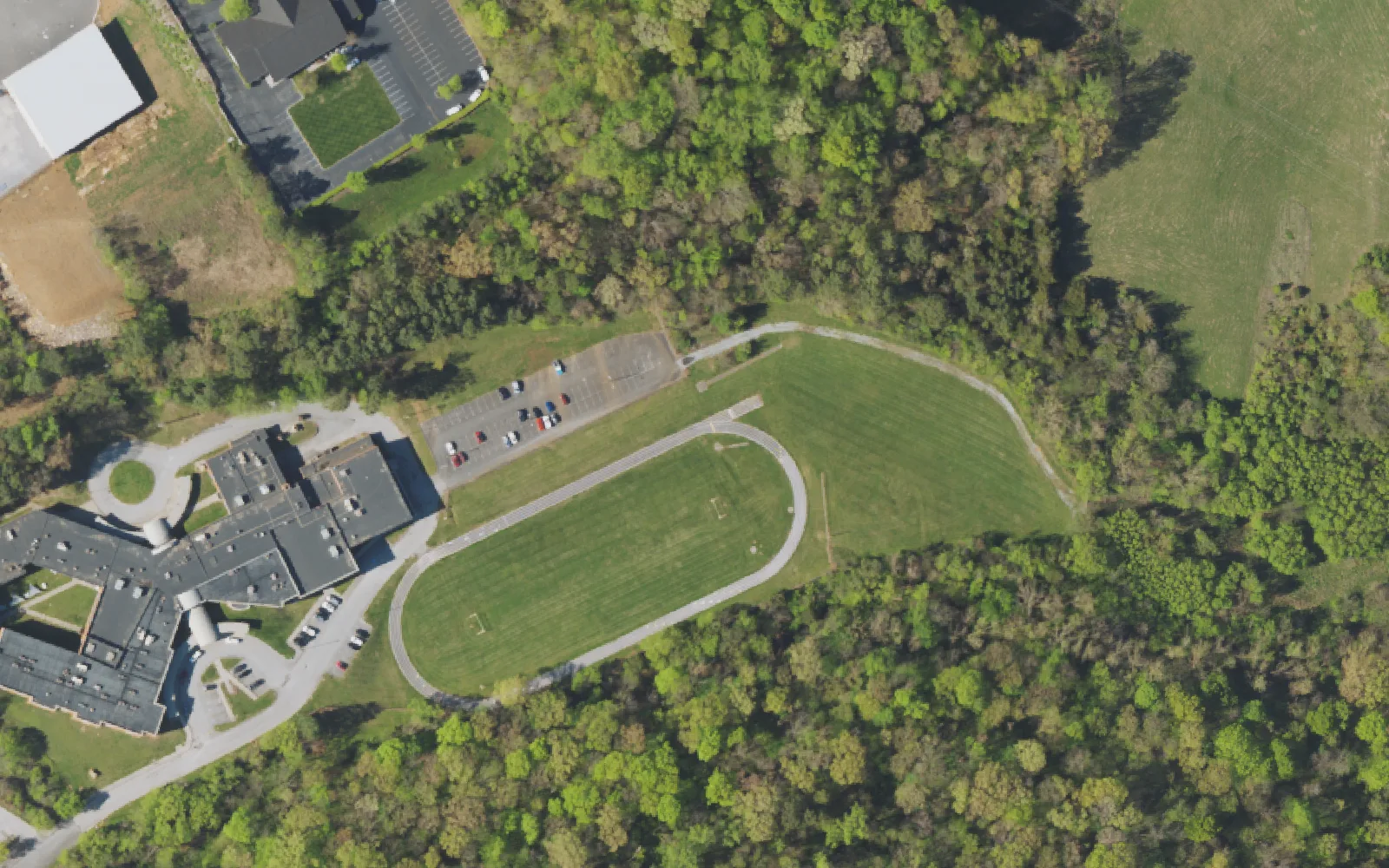 Aerial view of the area around Holston Middle School on Chilhowee Drive, Knoxville, from the 2023 National Agriculture Imagery Program survey
