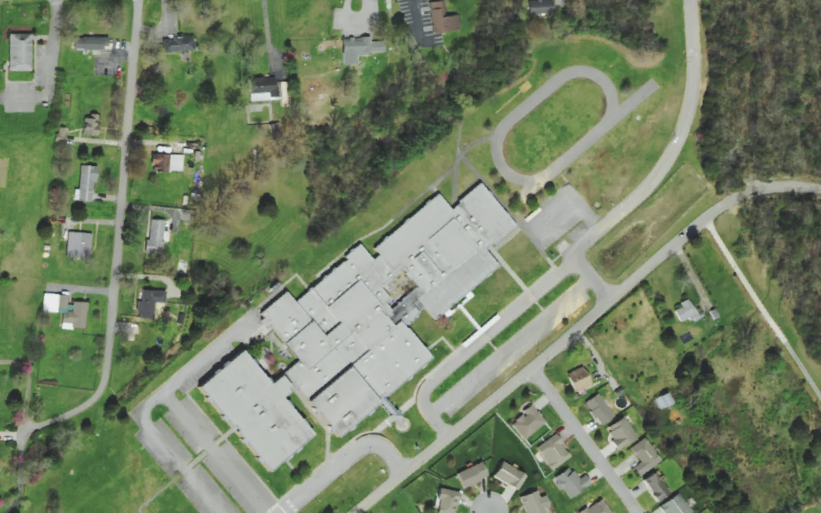 Aerial view of the area around Karns Middle School on Gray Hendrix Road, Knoxville, from the 2021 National Agriculture Imagery Program survey