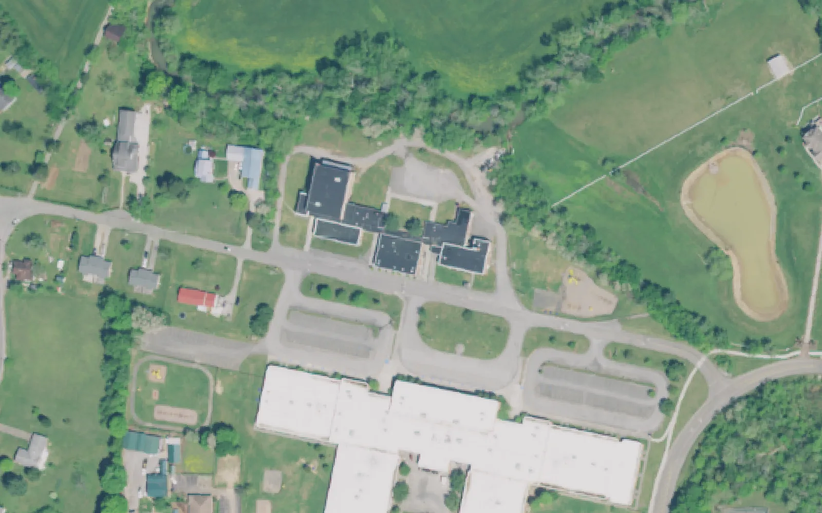 Aerial view of the area around Karns Preschool on Beaver Ridge Road, Knoxville, from the 2016 National Agriculture Imagery Program survey