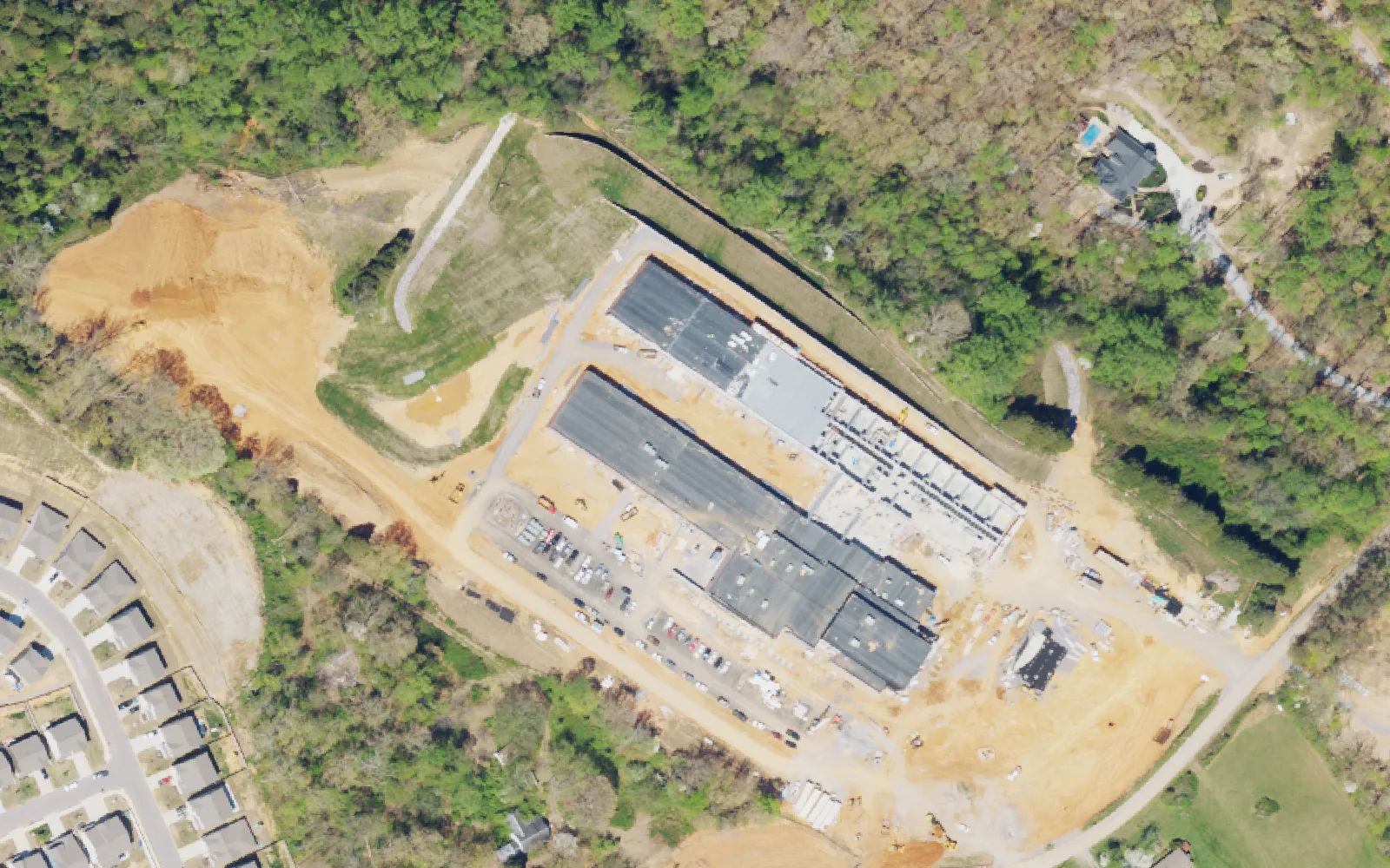 Aerial view of the area around Mill Creek Elementary School on Coward Mill Road, Knoxville, from the 2023 National Agriculture Imagery Program survey