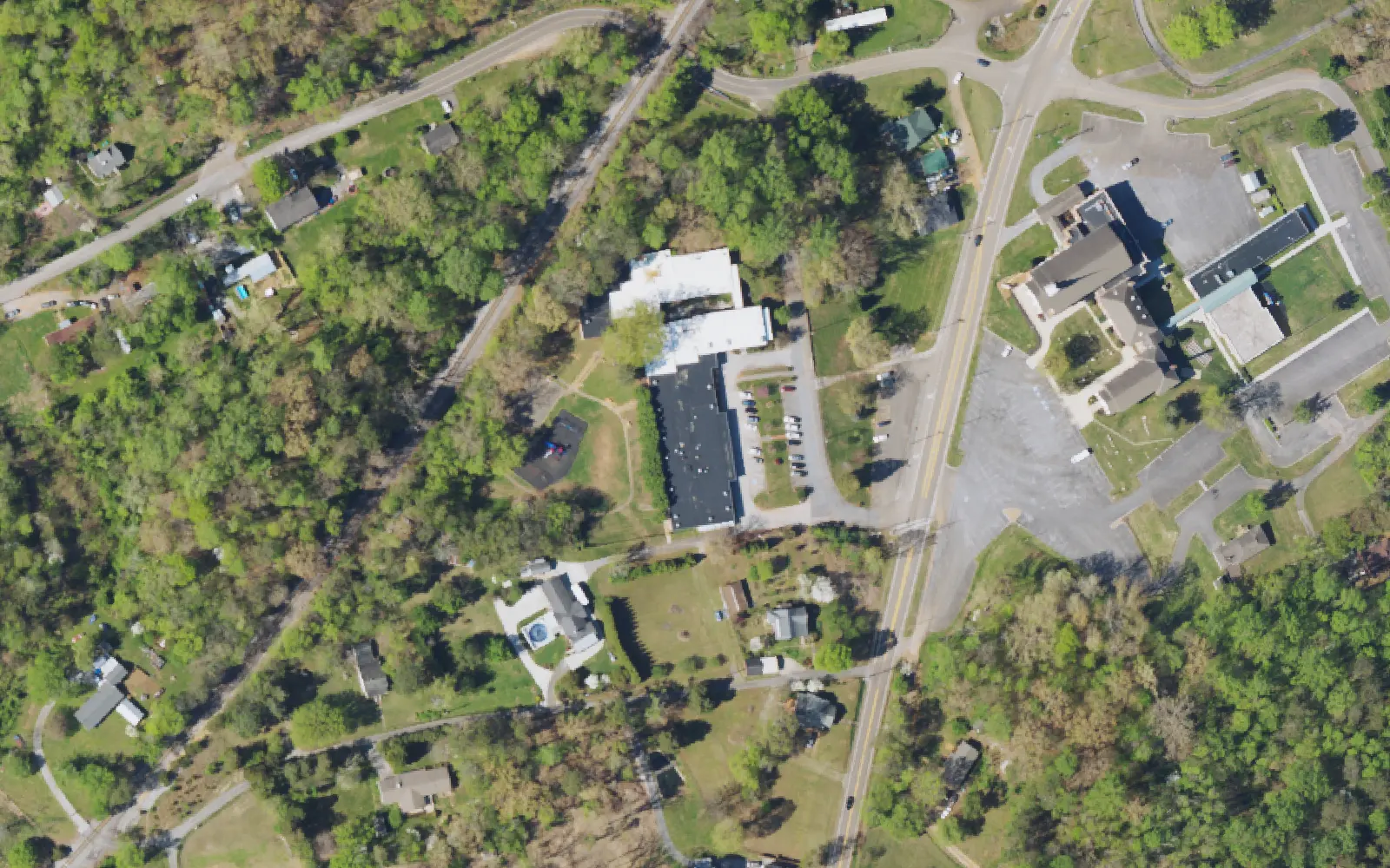 Aerial view of the area around Mount Olive Elementary School on Maryville Pike, Knoxville, from the 2023 National Agriculture Imagery Program survey