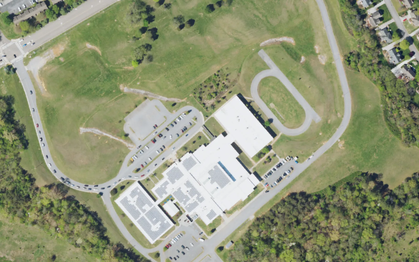 Aerial view of the area around West Valley Middle School on George Williams Road, Knoxville, from the 2023 National Agriculture Imagery Program survey