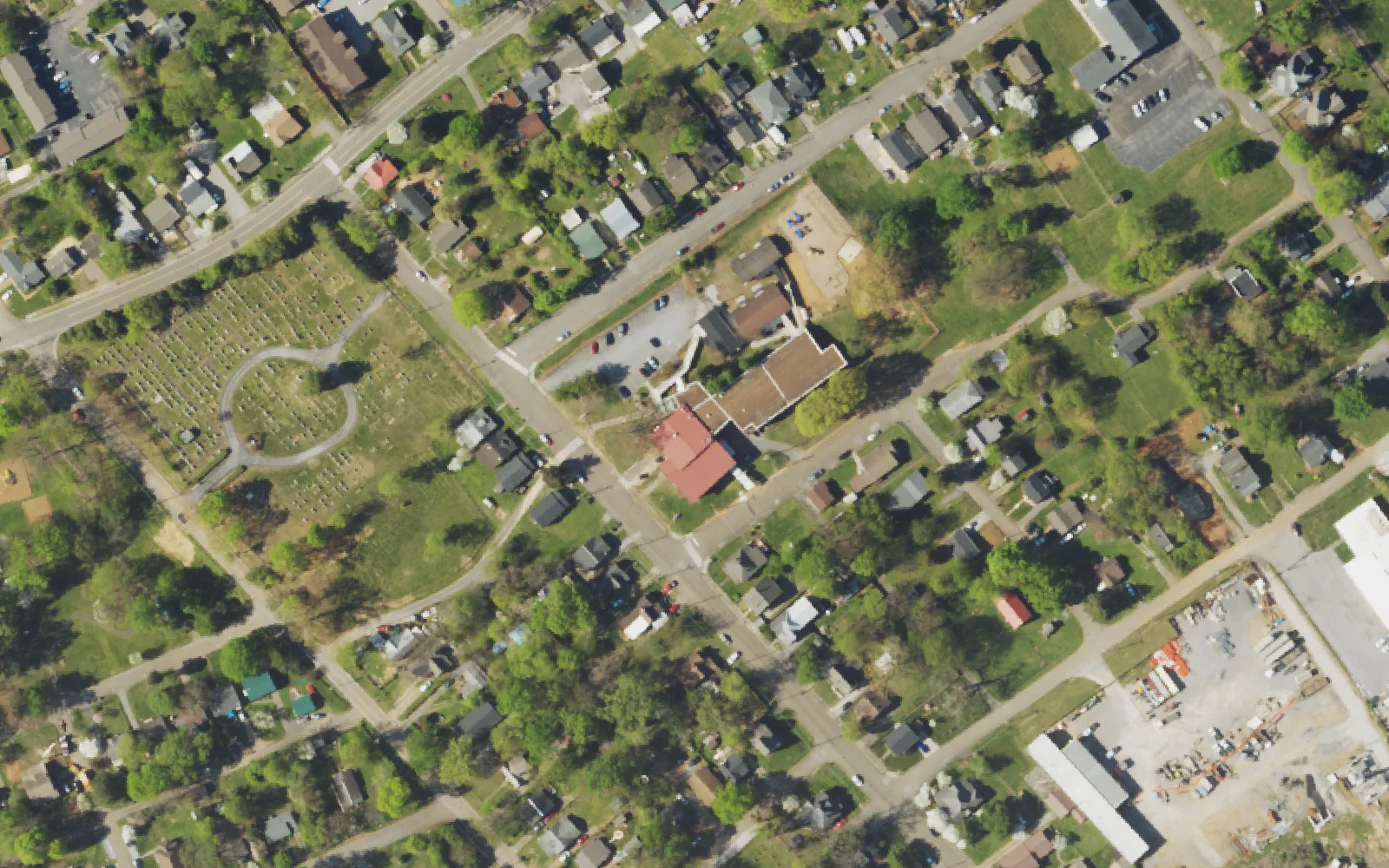 Aerial view of the area around West View Elementary School on Mingle Avenue, Knoxville, from the 2023 National Agriculture Imagery Program survey