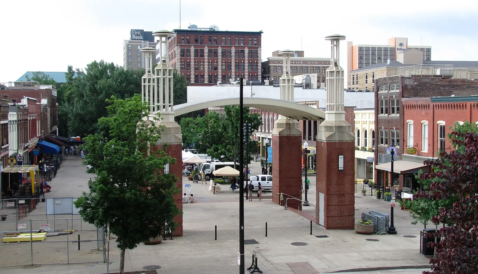 The north end of Market Square in downtown Knoxville, where businesses hand out candy on Halloween night.